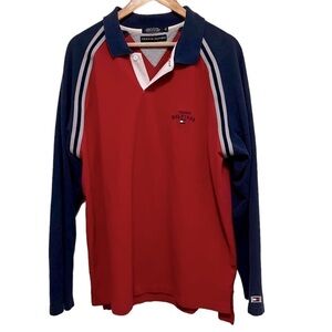 TOMMY HILFIGER Vintage Long Sleeve Y2K Color Block Cotton Shirt Size XL